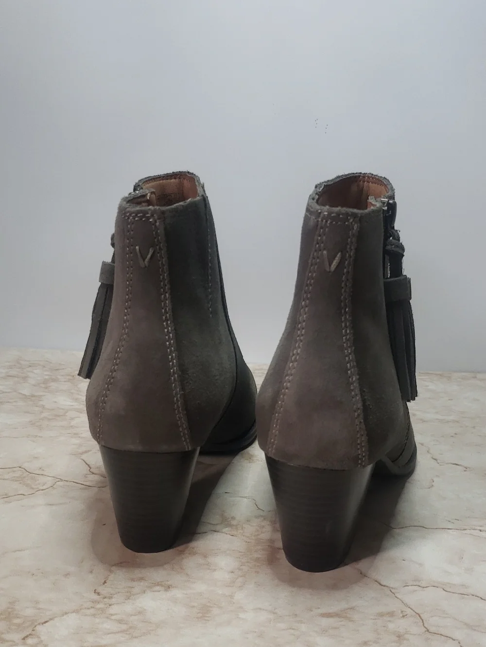Vionic Women's Olive Suede Ankle Booties - Classic Block Heel Size 8.5
